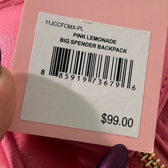 NWT Juicy Couture Pink Lemonade Velour Bog Spencer Backpack
